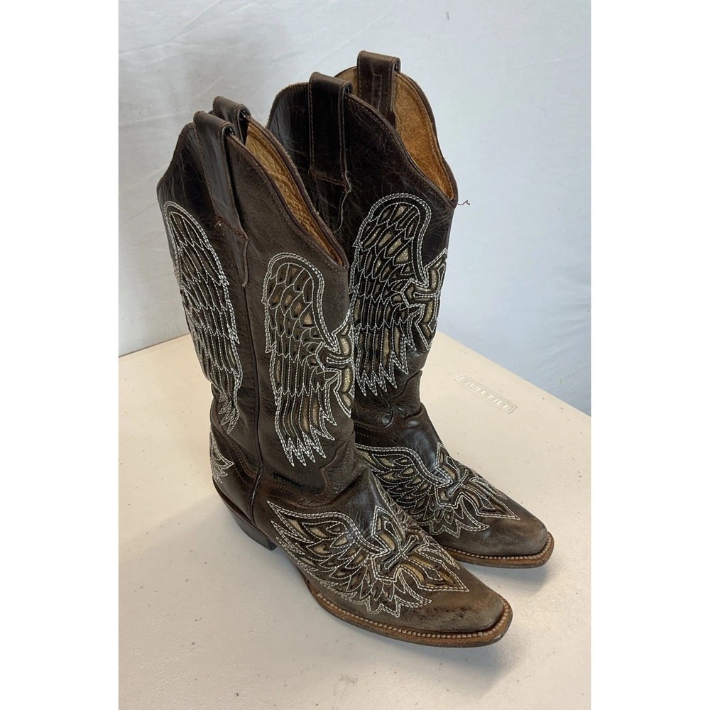 El Dorado Valeria Western‎ Boots U.S. Size 6.5 / Mex 23.5 Angel Cross Gold